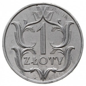 1 złoty 1929, Warszawa, wklęsły napis PRÓBA, aluminium ...