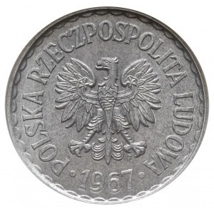 1 złoty 1967, Warszawa, aluminium, Parchimowicz 213.d, ...