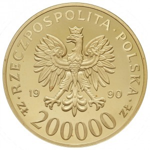 200.000 złotych 1990, USA, Solidarność 1980-1990, złoto...