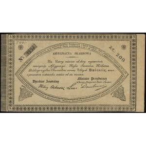 asygnacja skarbowa na 200 złotych 1831, podpisy: Hilary...