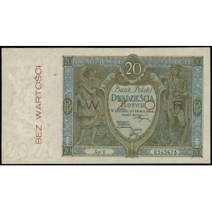 20 złotych 1.03.1926, seria V, numeracja 0245678, po ob...