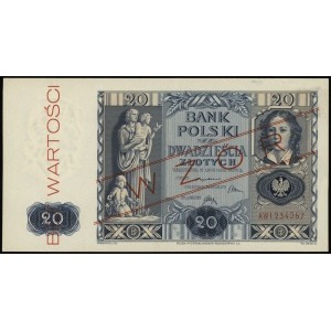 20 złotych 11.11.1936, seria AW, numeracja 1234567, cze...