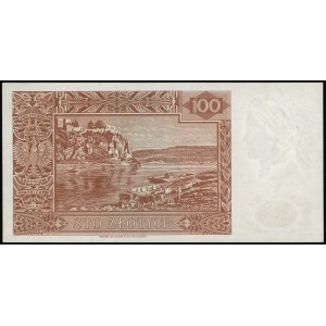100 złotych 15.08.1939, seria J, numeracja 000000, na l...