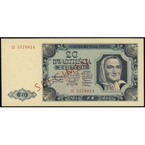 20 złotych 1.07.1948, seria CI, numeracja 5578014, obus...