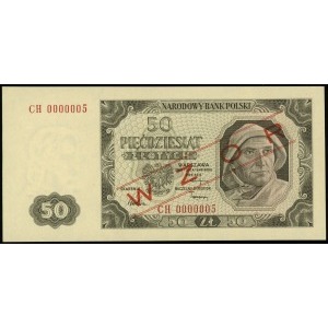 50 złotych 1.07.1948, seria CH, numeracja 0000005, po o...