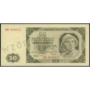 50 złotych 1.07.1948, seria DM, numeracja 0000011, bez ...
