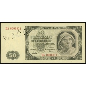 50 złotych 1.07.1948, seria DS, numeracja 0000011, bez ...