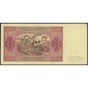 100 złotych 1.07.1948, seria KM, numeracja 0000068, bez...