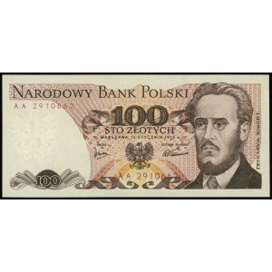 100 złotych 15.01.1975, seria AA, numeracja 2910662, Lu...