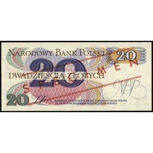 20 złotych 1.06.1982, seria A, numeracja 0000000, czerw...