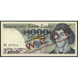 1.000 złotych 1.06.1982, seria DC, numeracja 0000000, c...