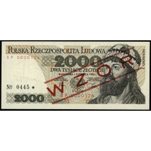 2.000 złotych 1.06.1982, seria BP, numeracja 0000000, c...