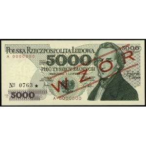 5.000 złotych 1.06.1982, seria A, numeracja 0000000, cz...