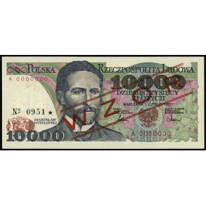 10.000 złotych 1.02.1987, seria A, numeracja 0000000, c...