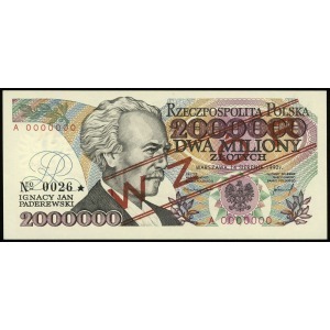 2.000.000 złotych 14.08.1992, seria A, numeracja 000000...