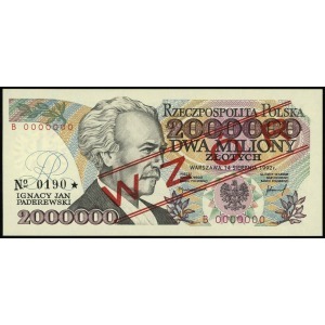 2.000.000 złotych 14.08.1992, seria B, numeracja 000000...