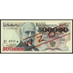 500.000 złotych 16.11.1993, seria A, numeracja 0000000,...