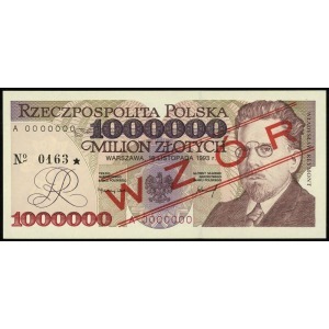 1.000.000 złotych 16.11.1993, seria A, numeracja 000000...