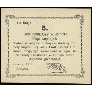 Łowicz, Emil Balcer - kupiec II-ej Gildy, 5, 10, 20 i 5...