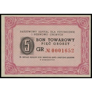 Kobierzyn, 5, 20 i 50 groszy (1957?), numeracje: 000165...