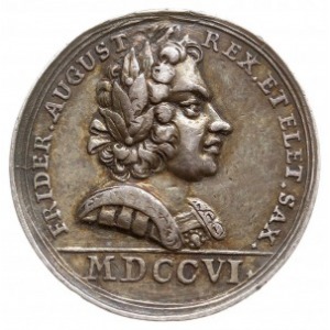 medal nieznanego autora z 1706 roku, Aw: Popiersie Augu...