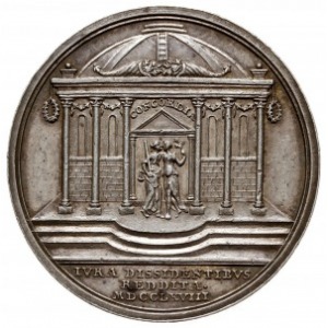 medal autorstwa J. L. Oexleina z 1768 roku wybity z oka...