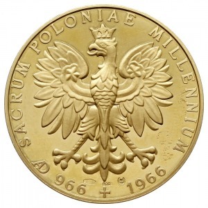 medal sygnowany CV z 1966 roku poświęcony Millenium Chr...