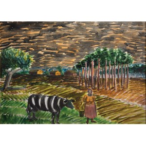 Jarosław Modzelewski (1955), „Krowa, kobieta, Mazowsze”, Z CYKLU: POWÓDŹ, 1997 r.