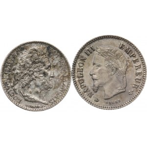Francja, zestaw drobnych monet z XIX w.