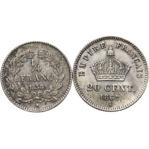 Francja, zestaw drobnych monet z XIX w.