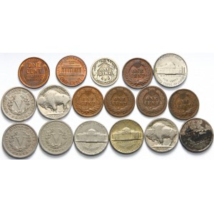 Stany Zjednoczone Ameryki, zestaw drobnych monet z XIX-XX wieku