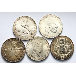 Austria, zestaw 5 monet srebrnych