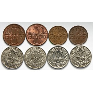 Polska, II Rzeczpospolita 1918-1939, zestaw drobnych monet obiegowych