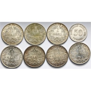 Niemcy, Cesarstwo Niemieckie 1871-1918, zestaw monet srebrnych