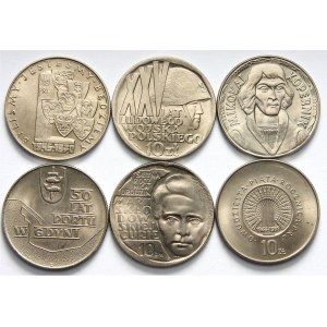 PRL 1944-1989, zestaw 6 monet 10 złotych.