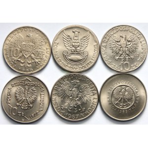 PRL 1944-1989, zestaw 6 monet 10 złotych.