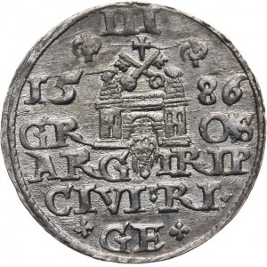 Polska, Stefan Batory 1576-1586, trojak 1586, Ryga.