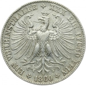 Niemcy, Frankfurt, miasto, talar (Vereinstaler) 1860, Frankfurt