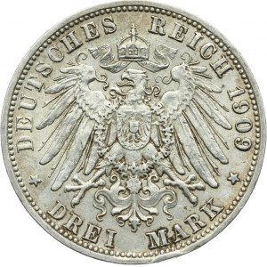 Niemcy, Cesarstwo Niemieckie 1871-1918, Bawaria, Otto 1886-1913, 3 marki 1909 D, Monachium