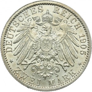 Niemcy, Cesarstwo Niemieckie 1871-1918, Schwarzburg-Sondershausen, Karol Günther 1880-1909, 2 marki 1905, Berlin