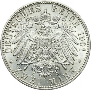 Niemcy, Cesarstwo Niemieckie 1871-1918, Prusy, Wilhelm II 1888-1918, 2 marki 1901 A, Berlin