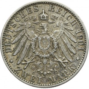 Niemcy, Cesarstwo Niemieckie 1871-1918, Bawaria, Otto 1886-1913, 2 marki 1901 D, Monachium.