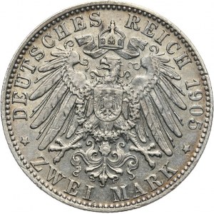 Niemcy, Cesarstwo Niemieckie 1871-1918, Bawaria, Otto 1886-1913, 2 marki 1905 D, Monachium.