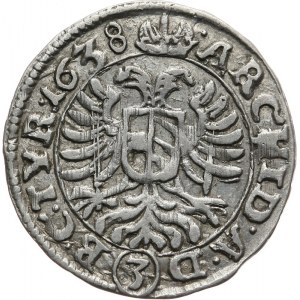 Austria, Ferdynand III 1637-1657, 3 krajcary 1638, Wiedeń.