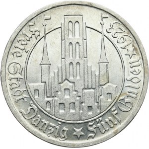 Wolne Miasto Gdańsk 1920-1939, 5 guldenów 1923, Utrecht; Kościół Marii Panny