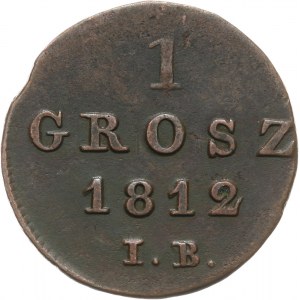 Księstwo Warszawskie 1807-1815, 1 grosz 1812 IB, Warszawa.