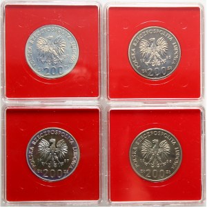 PRL 1944-1989, 200 złotych próby CuNi, lot 4 sztuki.