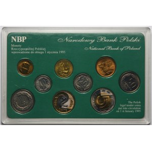 Polska, III Rzeczpospolita, oficjalny zestaw monet podenominacyjnych wprowadzonych 1 stycznia 1995 r.