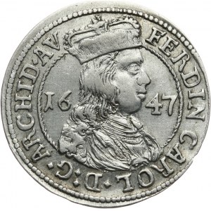 Austria, Ferdynand Karol 1632 - 1662, 3 krajcary 1647, Hall.