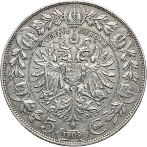 Austria, Franciszek Józef I 1848-1916, 5 koron 1909, Wiedeń
